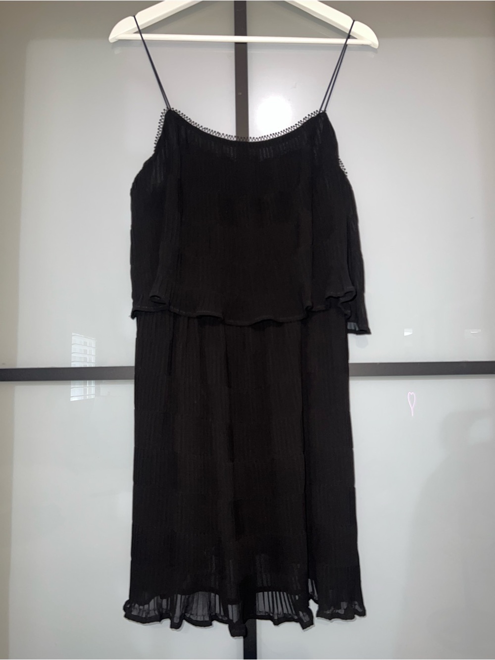 Black Spaghetti Strap Layered Midi Dress